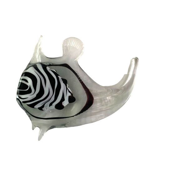 Sail Fish Sailfish Blown Glass Heavy Duty Figure Statue Figurine Clear White Bla - Picture 3 of 3